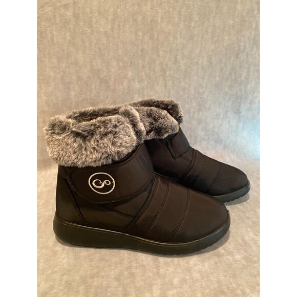 Black Winter Snow Boots UK 39 Waterproof Faux Fur Womens‎ US 8 New - Picture 1 of 9